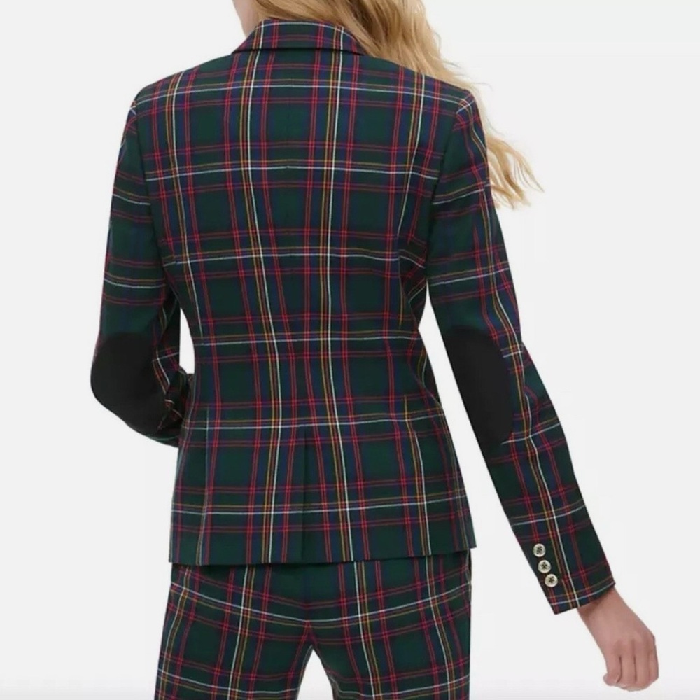 Tommy Hilfiger Women Green Plaid Single-Button Blazer - Picture 3 of 8